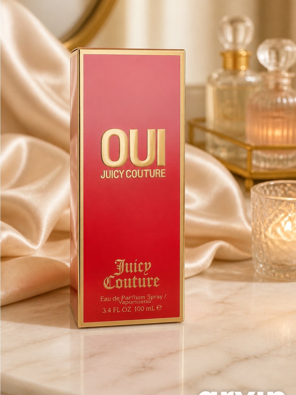 Juicy Couture OUI Eau de Parfum Box - Red with Gold Accents 3.4 ounces